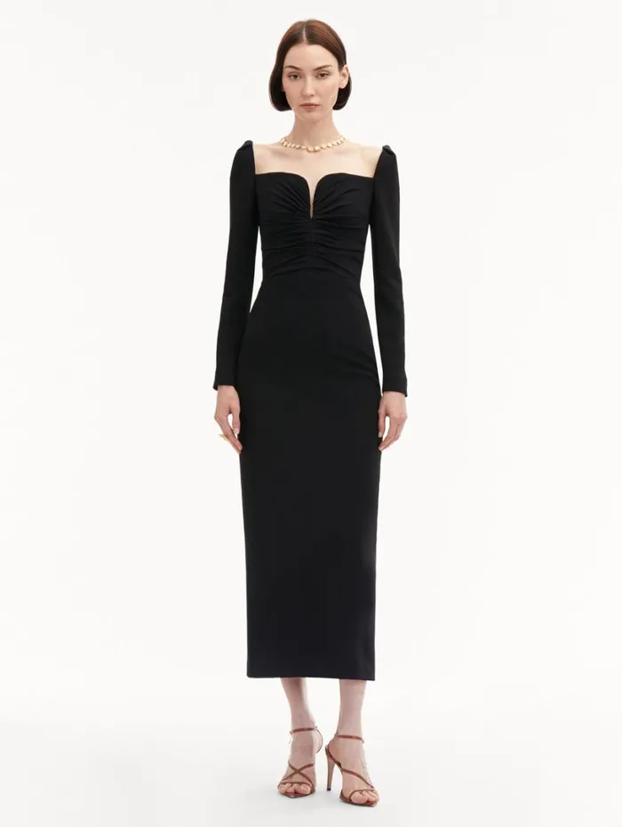 Oscar De La Renta Plunging Sweetheart Cocktail Dress Black Women Dresses Oscar De La Renta Plunging Sweetheart Cocktail Dress Black Women Dresses