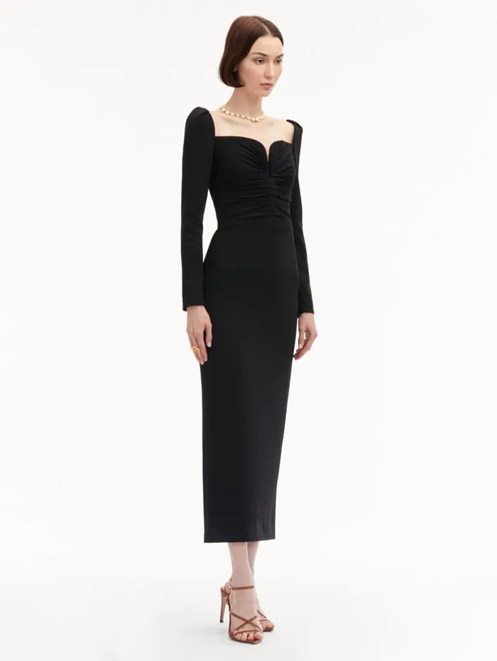 Oscar De La Renta Plunging Sweetheart Cocktail Dress Black Women Dresses Oscar De La Renta Plunging Sweetheart Cocktail Dress Black Women Dresses