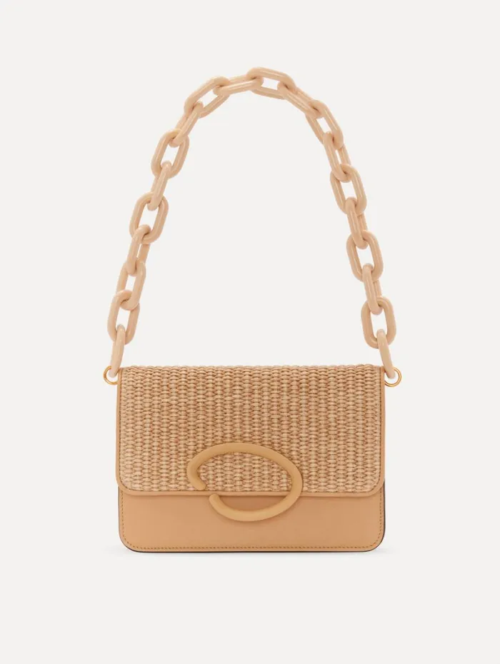 Oscar De La Renta Raffia Woven O Pochette Natural Women Handbags Oscar De La Renta Raffia Woven O Pochette Natural Women Handbags