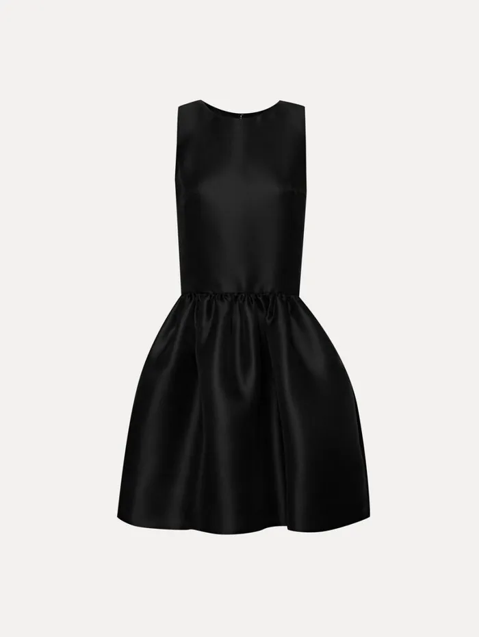 Oscar De La Renta Silk Drop Waist Cocktail Dress Black Women Dresses