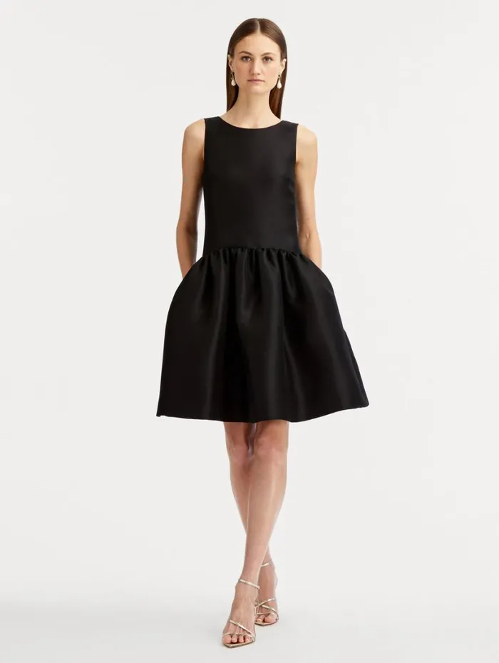 Oscar De La Renta Silk Drop Waist Cocktail Dress Black Women Dresses Oscar De La Renta Silk Drop Waist Cocktail Dress Black Women Dresses