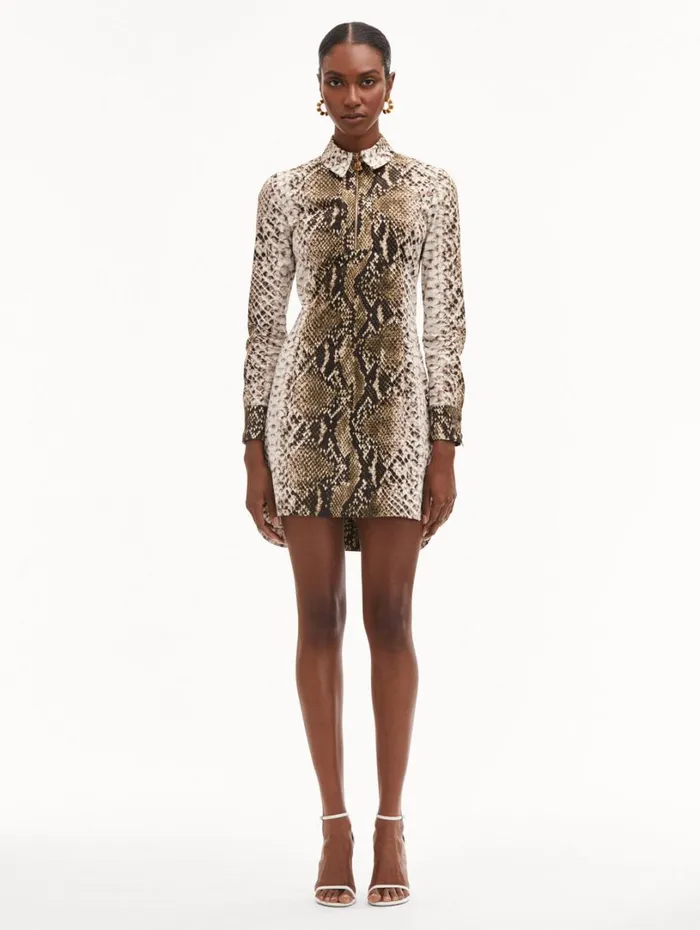 Oscar De La Renta Snake Cotton Poplin Shirt Dress Olive Women Dresses Oscar De La Renta Snake Cotton Poplin Shirt Dress Olive Women Dresses