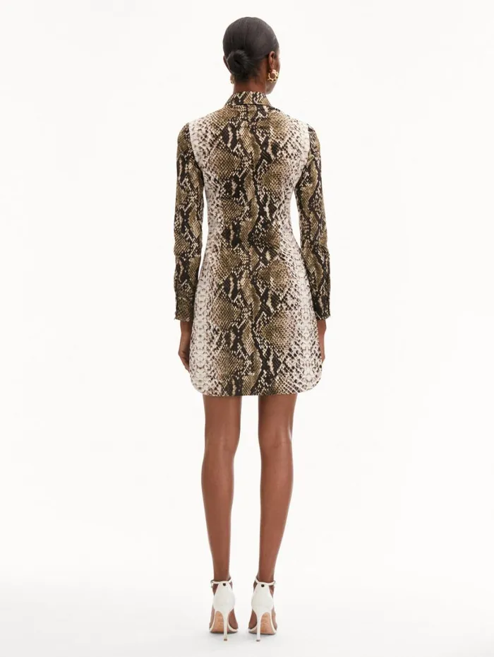 Oscar De La Renta Snake Cotton Poplin Shirt Dress Olive Women Dresses Oscar De La Renta Snake Cotton Poplin Shirt Dress Olive Women Dresses