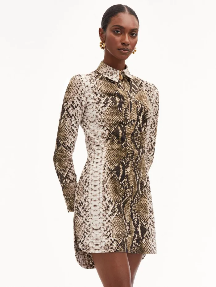 Oscar De La Renta Snake Cotton Poplin Shirt Dress Olive Women Dresses Oscar De La Renta Snake Cotton Poplin Shirt Dress Olive Women Dresses