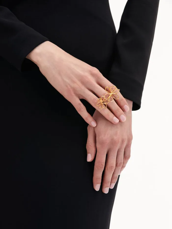 Oscar De La Renta Threaded Flower Ring Gold Women Rings Oscar De La Renta Threaded Flower Ring Gold Women Rings