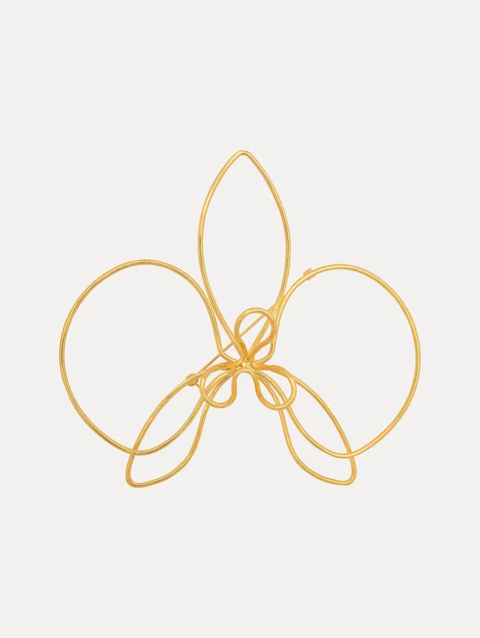 Oscar De La Renta Threaded Orchid Brooch Gold Women Brooches and Hair Accessories