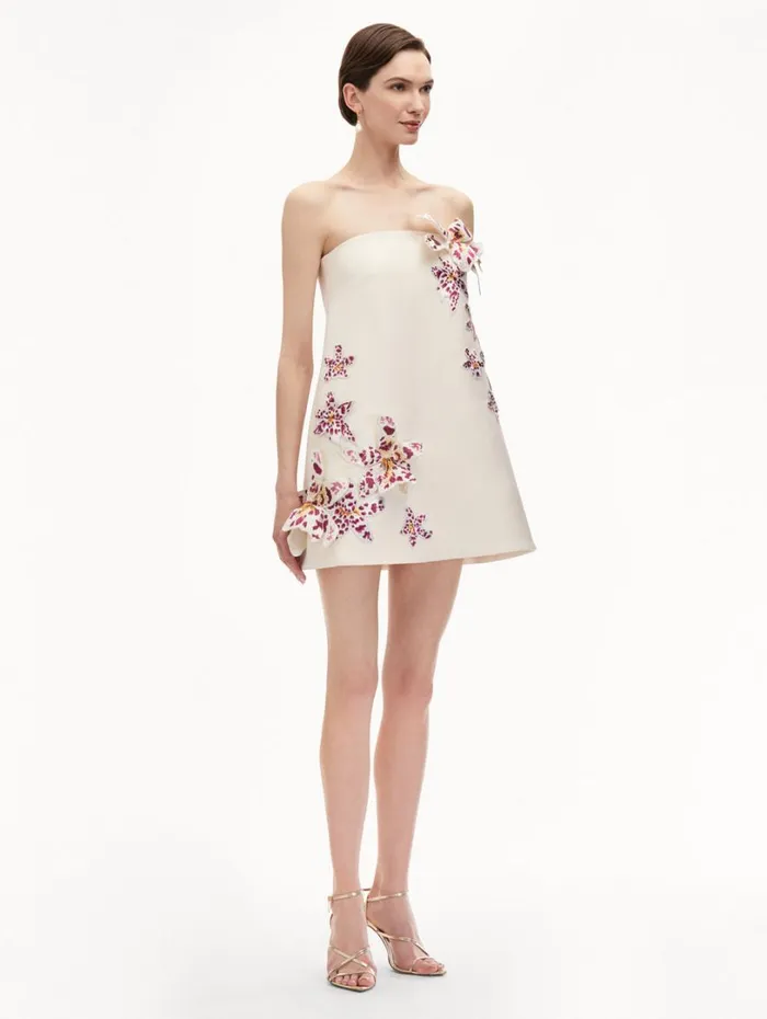 Oscar De La Renta Watercolor Orchid Cocktail Dress Ivory Women Dresses Oscar De La Renta Watercolor Orchid Cocktail Dress Ivory Women Dresses