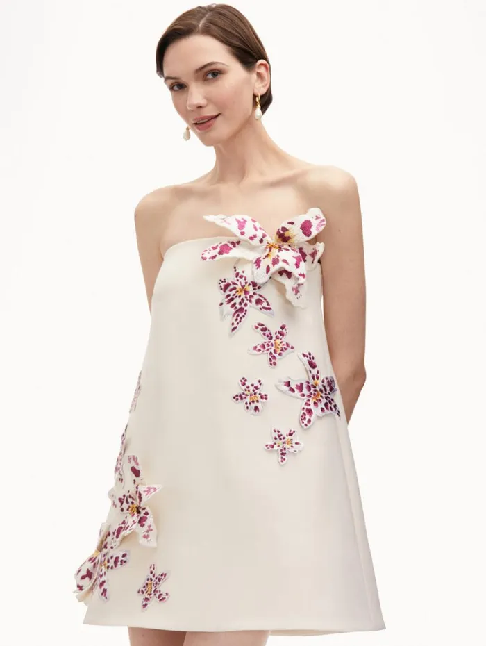 Oscar De La Renta Watercolor Orchid Cocktail Dress Ivory Women Dresses Oscar De La Renta Watercolor Orchid Cocktail Dress Ivory Women Dresses
