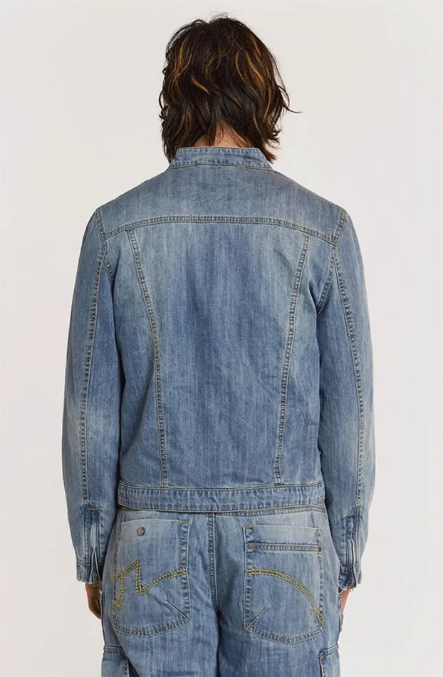 Outerwear Men Jaded London Chambray Denim Moto Jacket