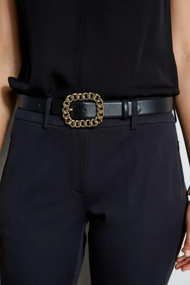 Outlet 8211 Women Belts Elie Tahari Chain Buckle Belt Blackgold