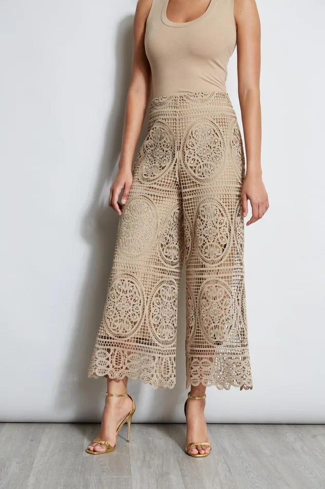 Outlet 8211 Women Bottoms Elie Tahari Lace Palazzo Pant Sandcastle