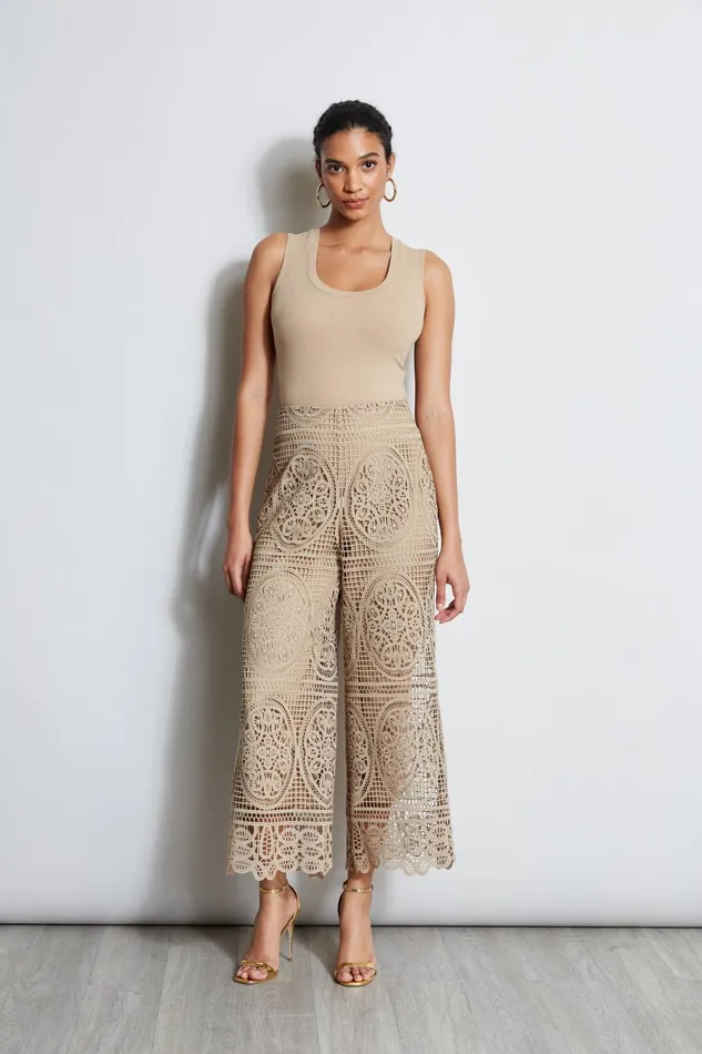 Outlet 8211 Women Bottoms Elie Tahari Lace Palazzo Pant Sandcastle