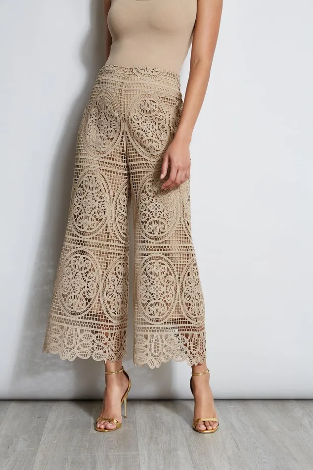 Outlet 8211 Women Bottoms Elie Tahari Lace Palazzo Pant Sandcastle