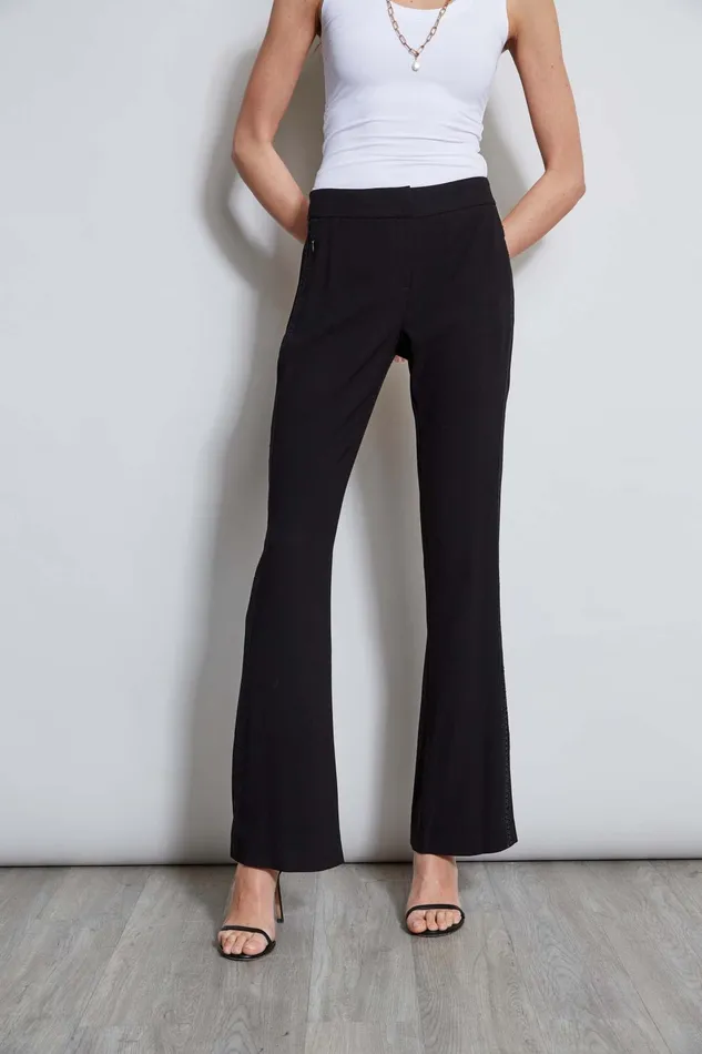 Outlet 8211 Women Bottoms Elie Tahari Lace Trim Fit and Flare Pant Black
