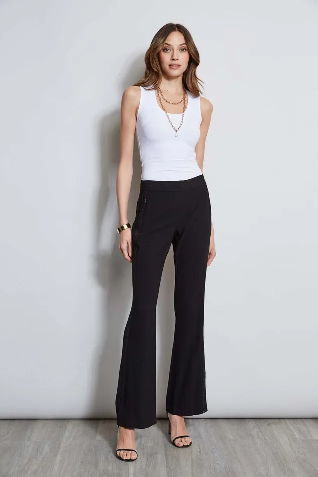 Outlet 8211 Women Bottoms Elie Tahari Lace Trim Fit and Flare Pant Black