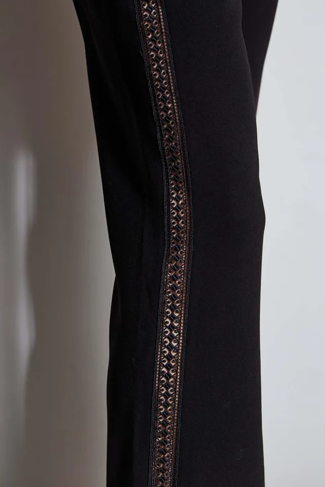 Outlet 8211 Women Bottoms Elie Tahari Lace Trim Fit and Flare Pant Black
