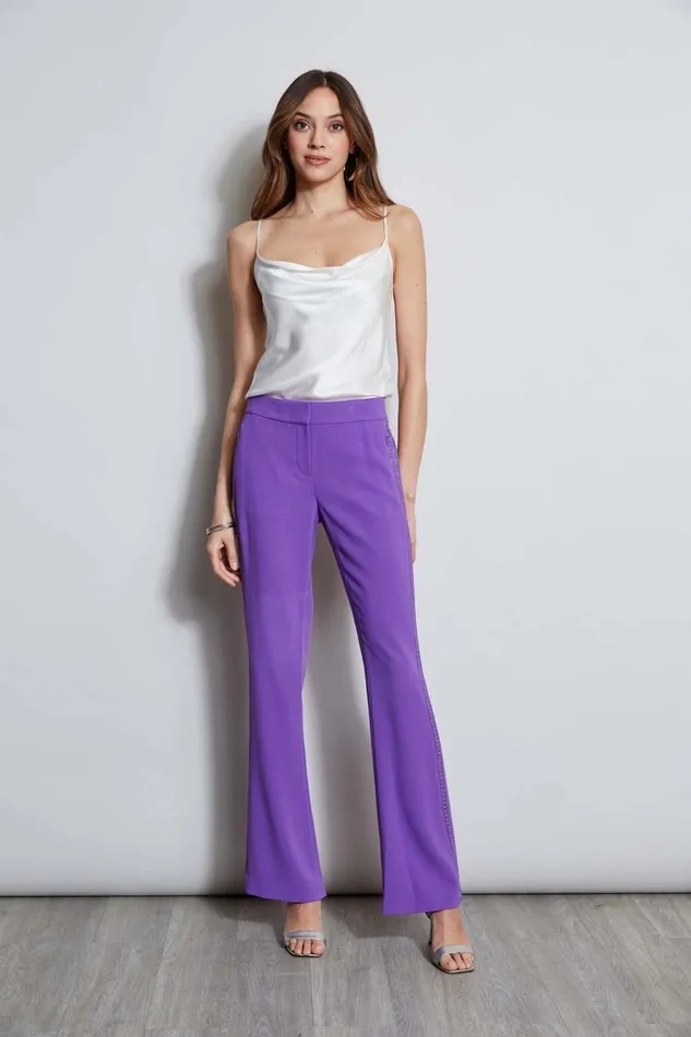 Outlet 8211 Women Bottoms Elie Tahari Lace Trim Fit and Flare Pant Violet