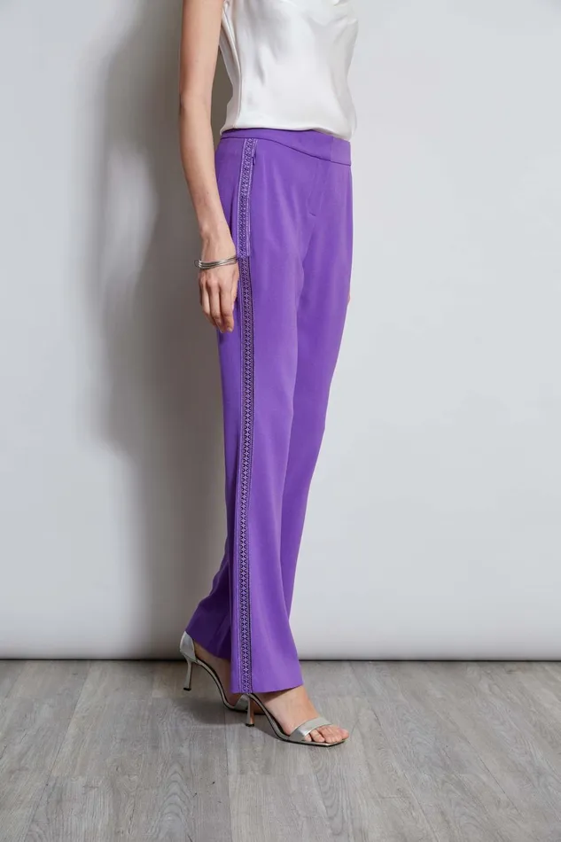 Outlet 8211 Women Bottoms Elie Tahari Lace Trim Fit and Flare Pant Violet