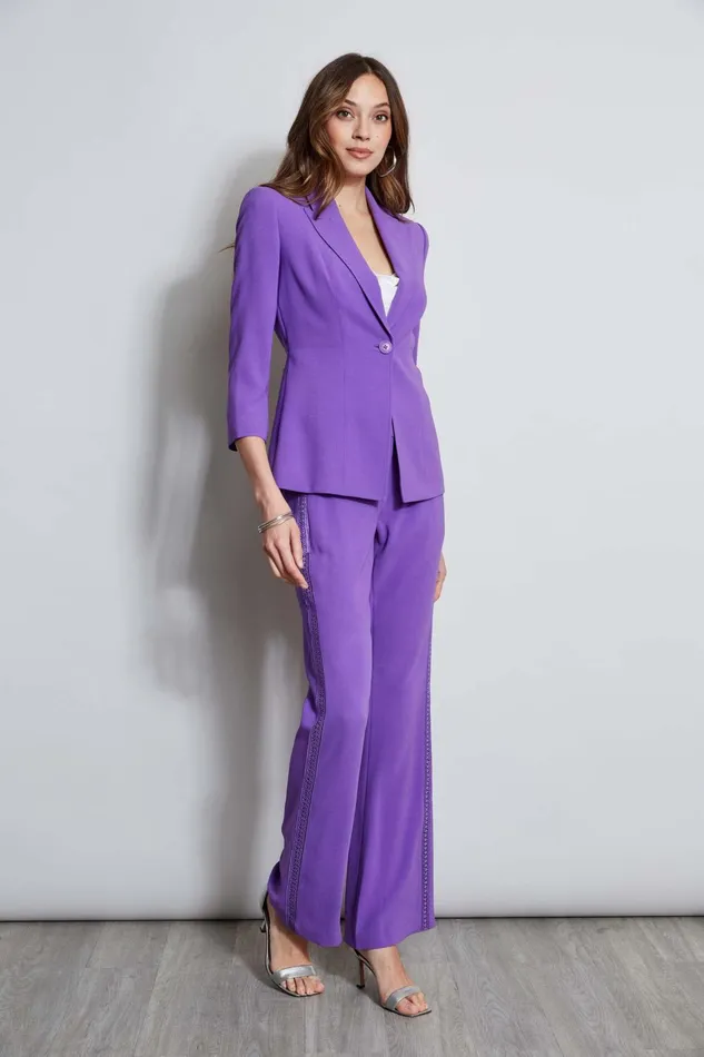 Outlet 8211 Women Bottoms Elie Tahari Lace Trim Fit and Flare Pant Violet