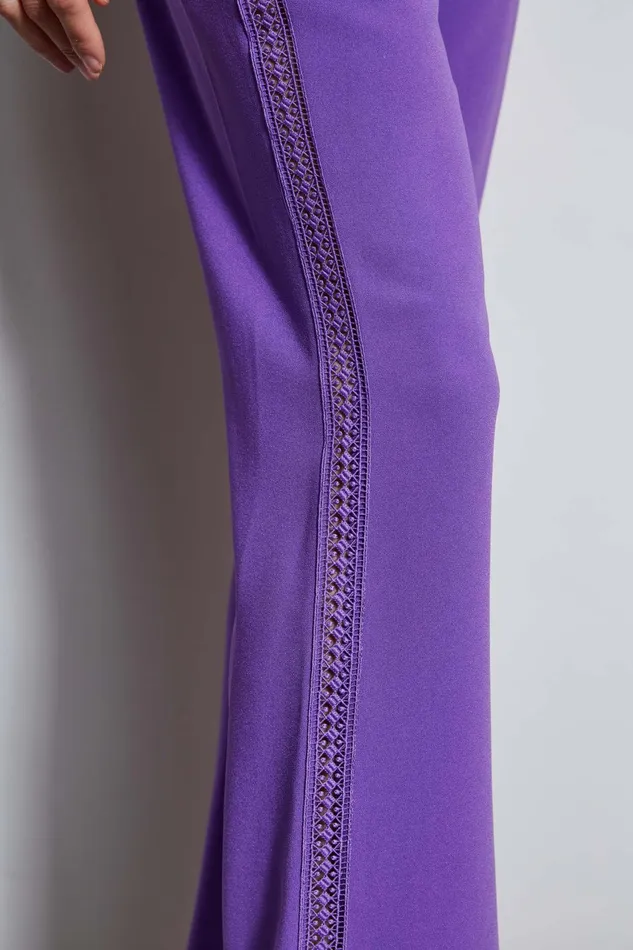 Outlet 8211 Women Bottoms Elie Tahari Lace Trim Fit and Flare Pant Violet