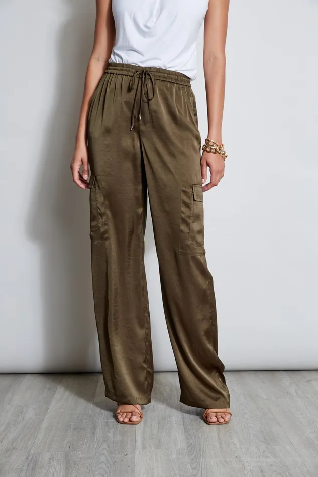 Outlet 8211 Women Bottoms Elie Tahari Relaxed Satin Cargo Pant Savoy