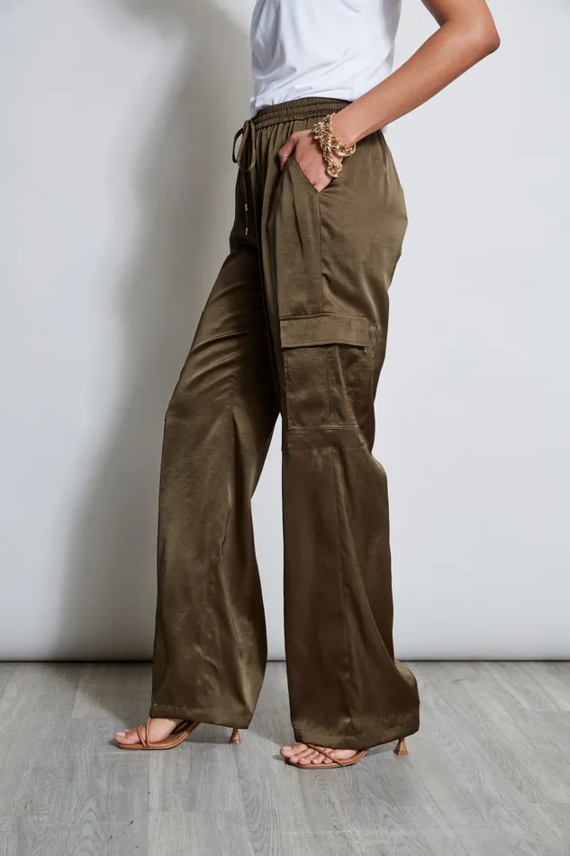 Outlet 8211 Women Bottoms Elie Tahari Relaxed Satin Cargo Pant Savoy