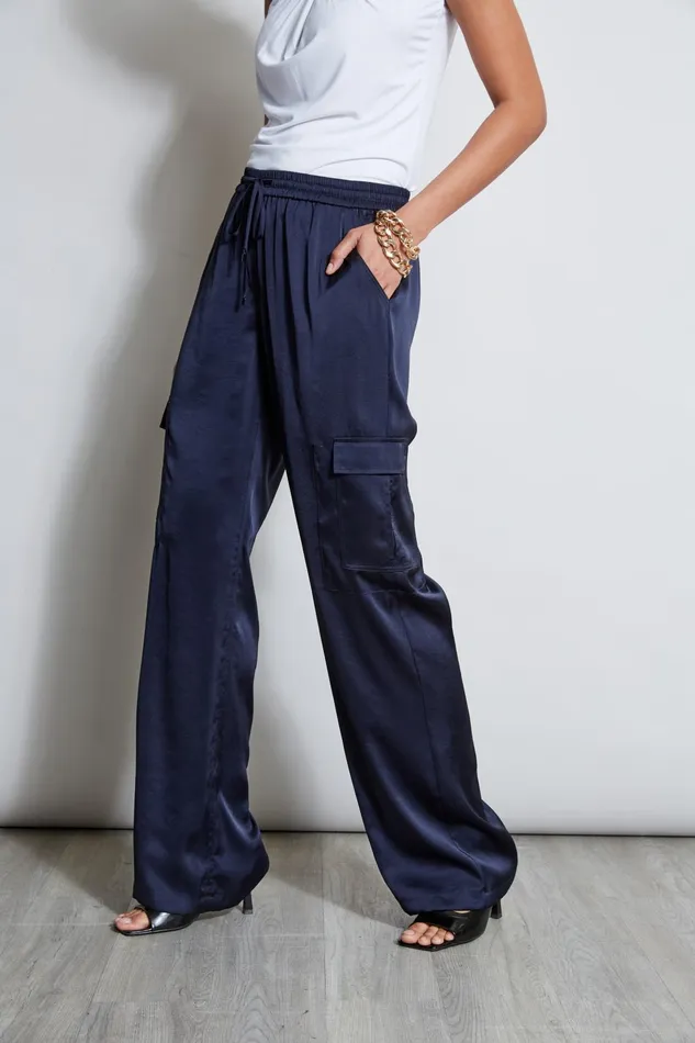 Outlet 8211 Women Bottoms Elie Tahari Relaxed Satin Cargo Pant Stargazer