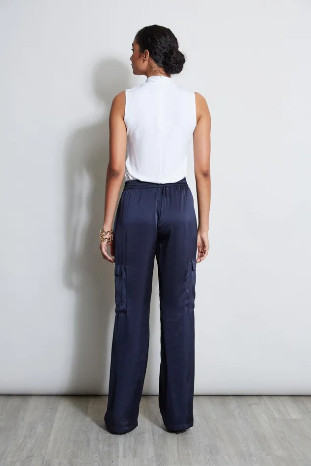 Outlet 8211 Women Bottoms Elie Tahari Relaxed Satin Cargo Pant Stargazer