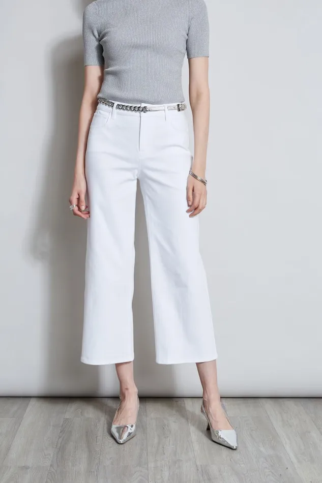 Outlet 8211 Women Bottoms Elie Tahari Stretch Denim Wide Leg Pant White