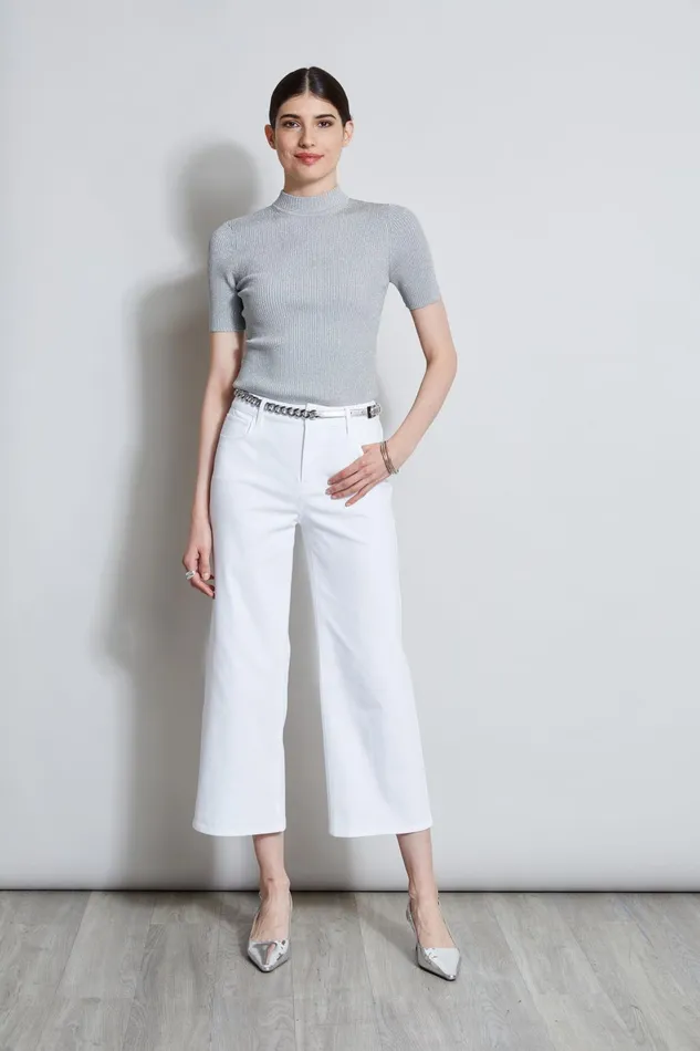 Outlet 8211 Women Bottoms Elie Tahari Stretch Denim Wide Leg Pant White
