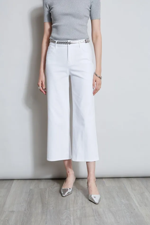 Outlet 8211 Women Bottoms Elie Tahari Stretch Denim Wide Leg Pant White