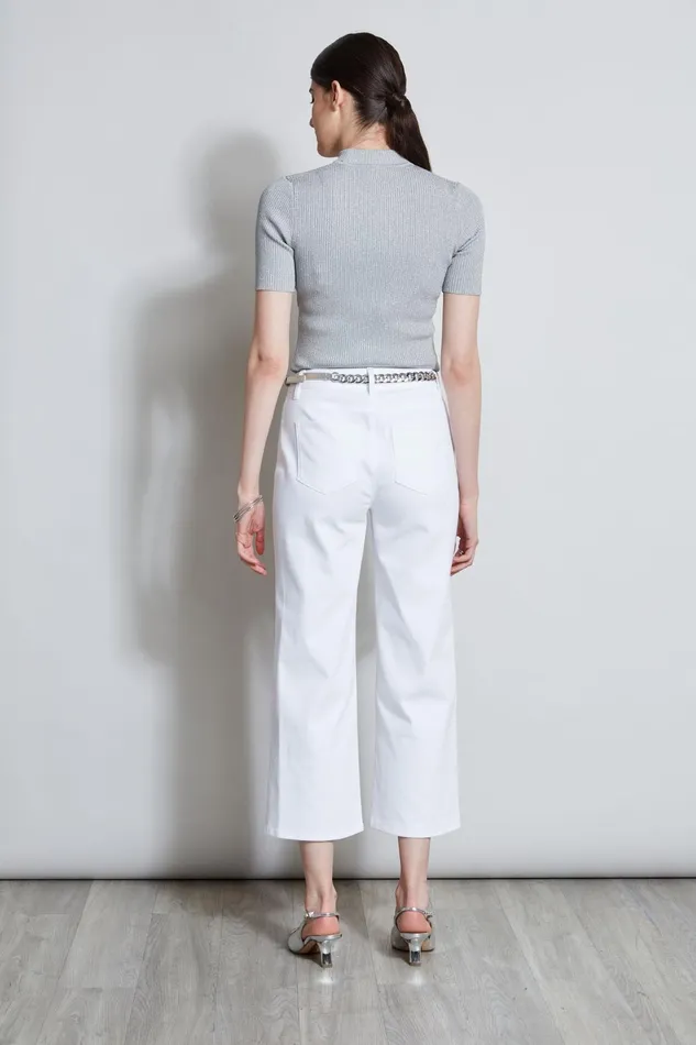 Outlet 8211 Women Bottoms Elie Tahari Stretch Denim Wide Leg Pant White