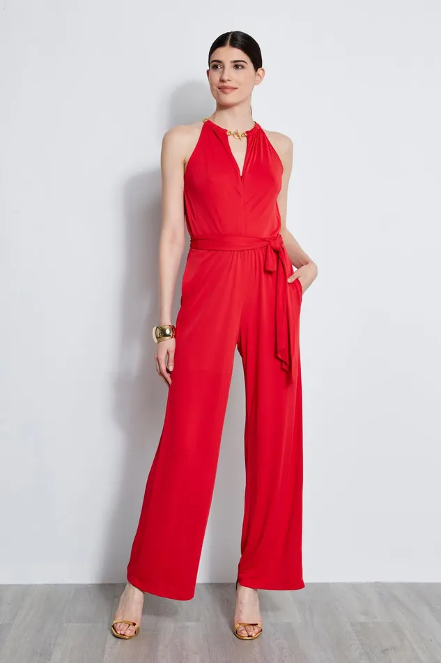 Outlet 8211 Women Dresses and Jumpsuits Elie Tahari Chain Jersey Jumpsuit Blaze Red
