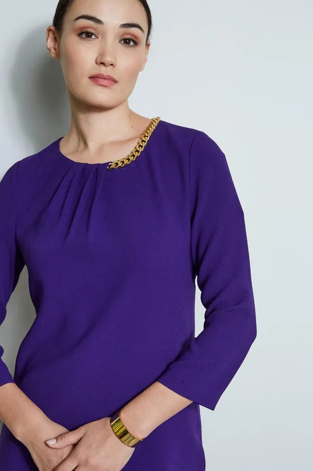 Outlet 8211 Women Dresses and Jumpsuits Elie Tahari Chain Shift Dress Winter Plum