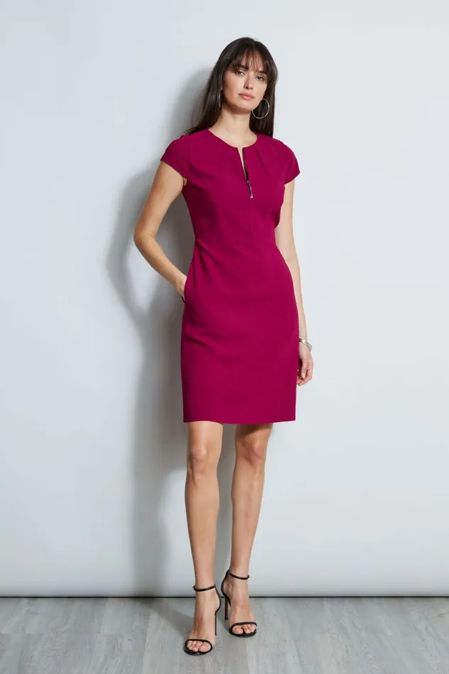 Outlet 8211 Women Dresses and Jumpsuits Elie Tahari Chain Zip Dart Dress Boysenberry