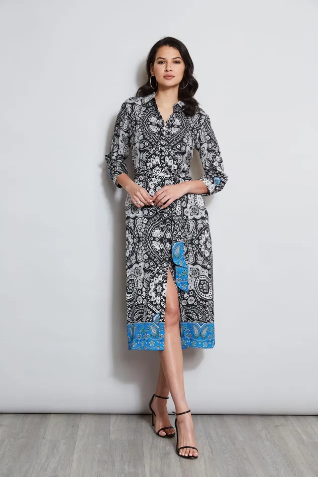 Outlet 8211 Women Dresses and Jumpsuits Elie Tahari Eclipse Scarf Print Shirt Dress Eclipse Floral Print