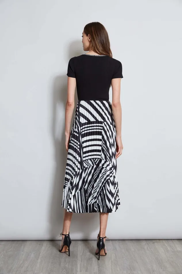 Outlet 8211 Women Dresses and Jumpsuits Elie Tahari Geometric Pleated Dress Blackwhite