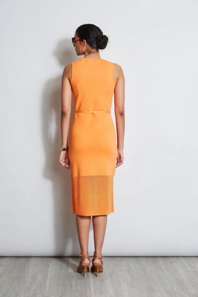 Outlet 8211 Women Dresses and Jumpsuits Elie Tahari Sleeveless Belted Sweater Dress Sunrise