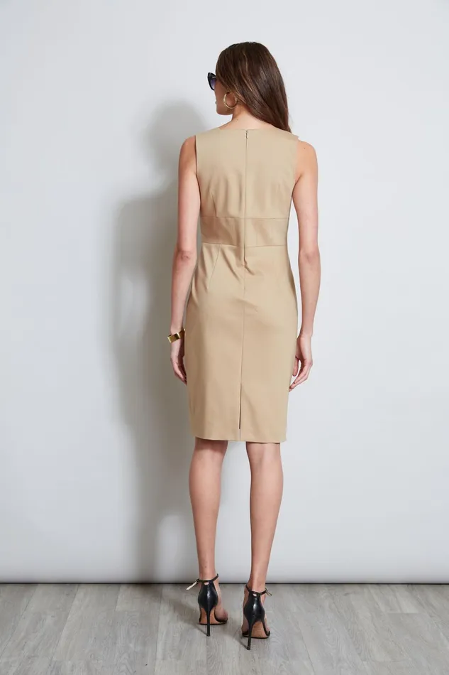 Outlet 8211 Women Dresses and Jumpsuits Elie Tahari Square Neck Slim Dress Sandcastle