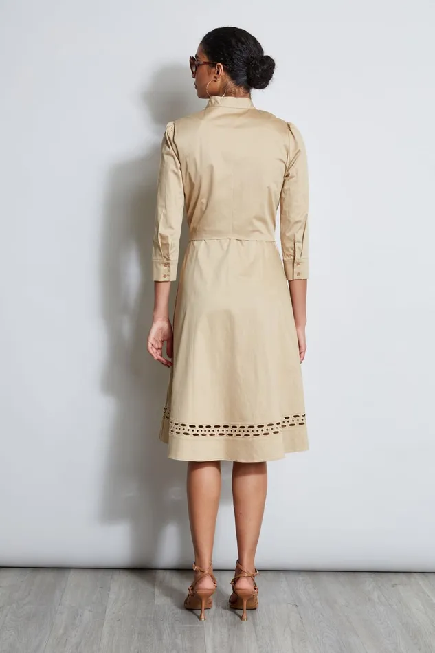 Outlet 8211 Women Dresses and Jumpsuits Elie Tahari Tie Cotton Midi Dress Sandcastle