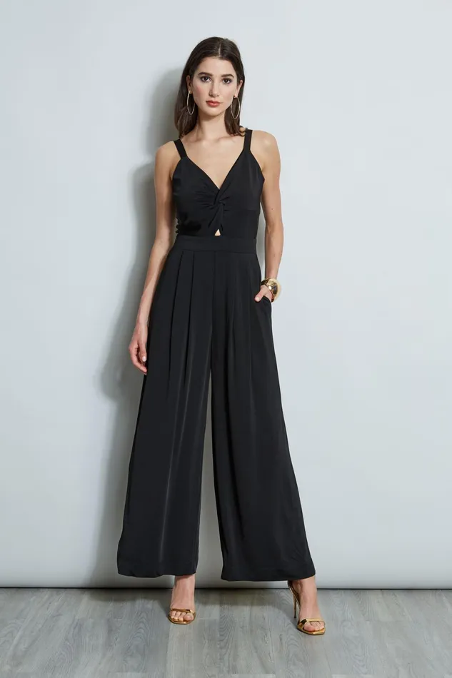 Outlet 8211 Women Dresses and Jumpsuits Elie Tahari Wide Leg Twist Jumpsuit Noir