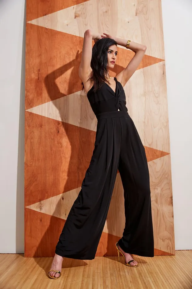 Outlet 8211 Women Dresses and Jumpsuits Elie Tahari Wide Leg Twist Jumpsuit Noir
