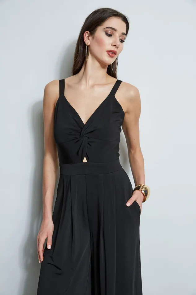 Outlet 8211 Women Dresses and Jumpsuits Elie Tahari Wide Leg Twist Jumpsuit Noir