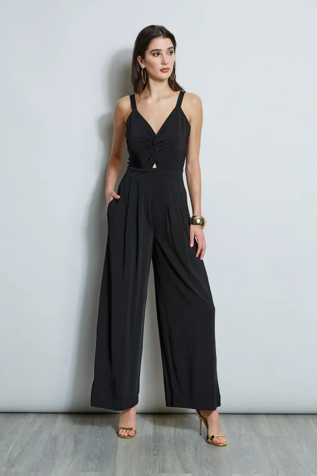 Outlet 8211 Women Dresses and Jumpsuits Elie Tahari Wide Leg Twist Jumpsuit Noir