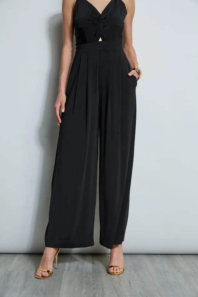 Outlet 8211 Women Dresses and Jumpsuits Elie Tahari Wide Leg Twist Jumpsuit Noir