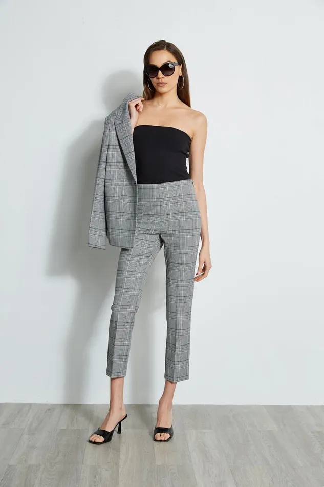 Outlet 8211 Women Jackets and Blazers Elie Tahari Plaid Single Button Blazer Madelyn Plaid