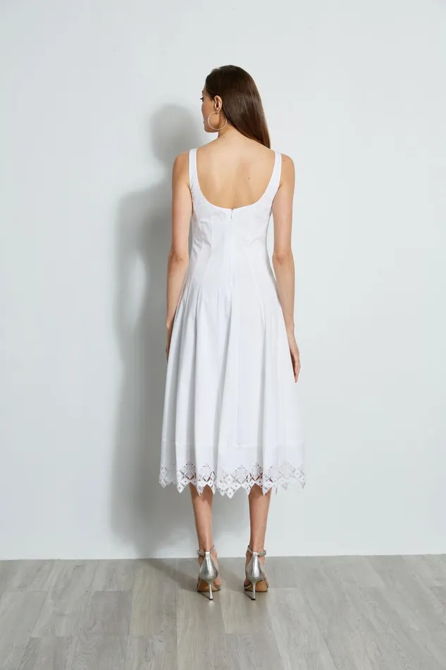 Outlet 8211 Women Midi Dresses Elie Tahari Cotton Poplin Square Neck Dress White