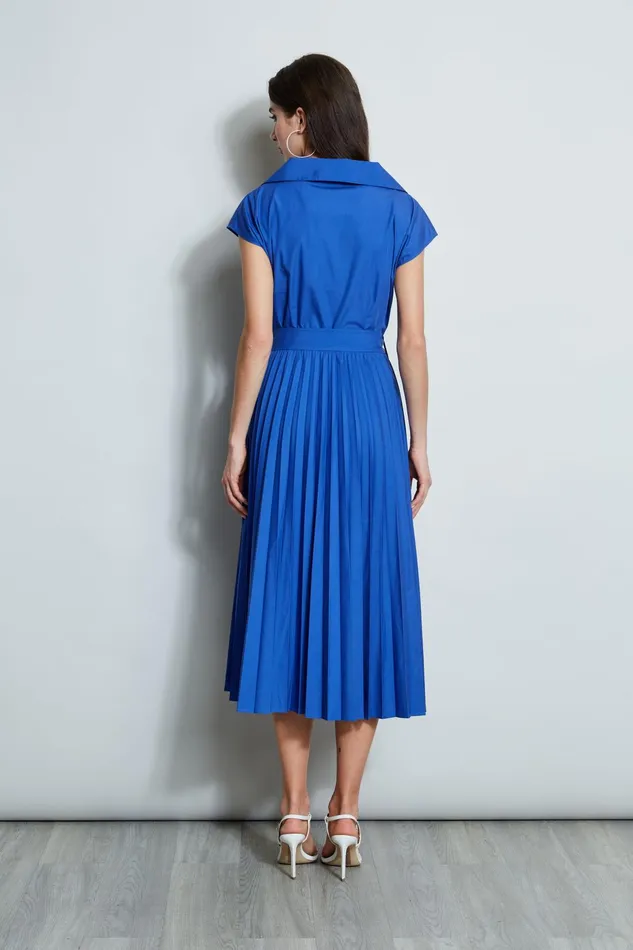 Outlet 8211 Women Midi Dresses Elie Tahari Mock Wrap Pleated Shirt Dress Sailor