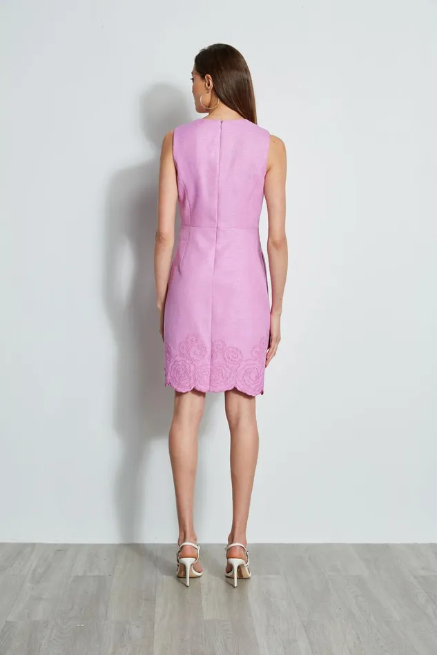 Outlet 8211 Women Short Dresses Elie Tahari Embroidered Hem Dart Dress Orchid