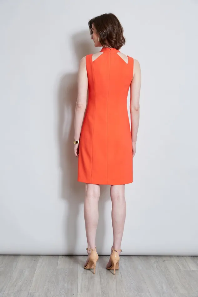 Outlet 8211 Women Sleeveless Dresses Elie Tahari Mock Neck Cut Out Dress Tomato